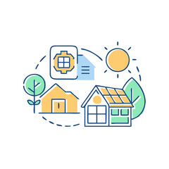 Sustainable community icon, symbolizing eco-friendly living and social responsibility