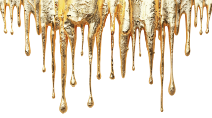 Gold melt dripping isolated on white background