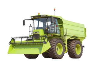 Harvesting innovation modern combine harvester in agricultural fields machinery rural setting wide angle view