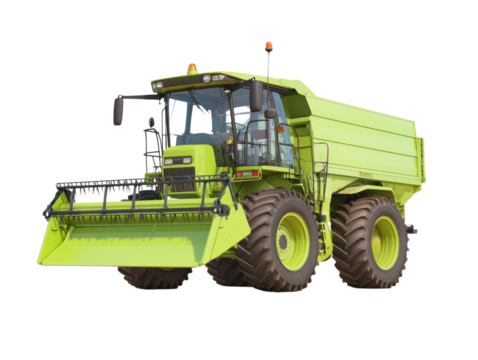 Harvesting innovation modern combine harvester in agricultural fields machinery rural setting wide angle view