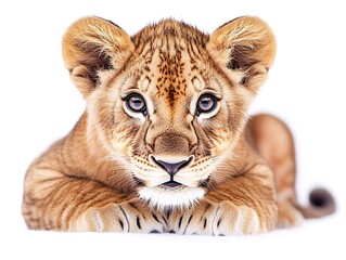 Obraz premium Cute Lion Cub for White Background, Studio Shot.