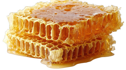 Honeycomb section; golden hexagon cells filled with honey. Sweet, natural