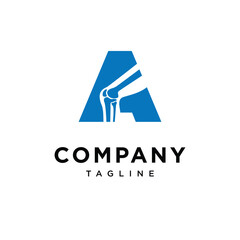 Letter A Knee Surgery Bone Logo Icon Vector