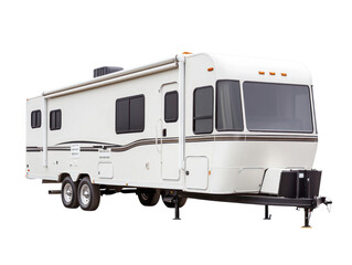 Travel trailer adventure outdoor camping sites vehicle showcase natural settings wide angle freedom exploration