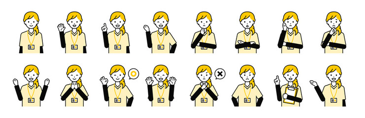 上半身のポーズセット_シンプルなナースの女性