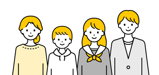 上半身のポーズセット_笑顔の「ファミリー」のセット