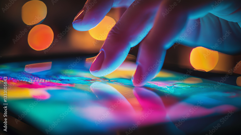Poster touchscreen gestures. hands on smartphone and tablet multi touch screen. pinch to zoom, swipe and cl