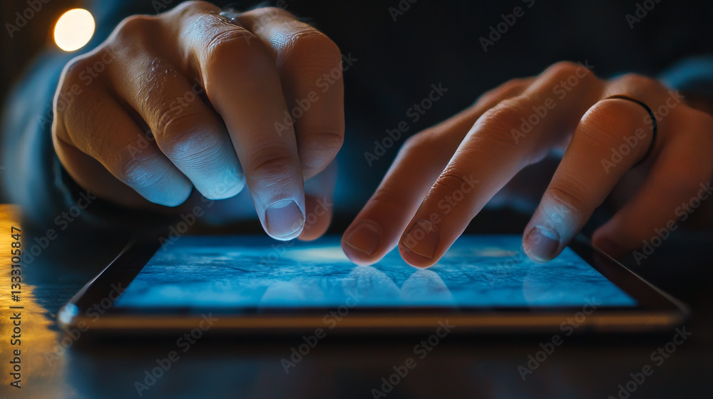 Poster touchscreen gestures. hands on smartphone and tablet multi touch screen. pinch to zoom, swipe and cl