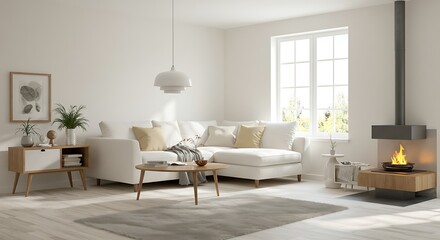 Cozy Minimalist Living Room with Neutral Colors and Modern Décor