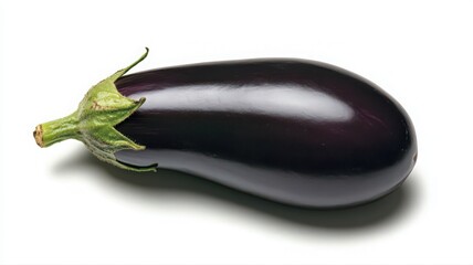 Ripe Dark Purple Eggplant Isolated on White