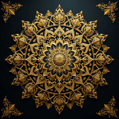 stunning golden mandala design with intricate floral patterns and details