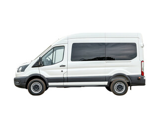 Transport van in urban setting a side view of a cargo vehicle for delivery services