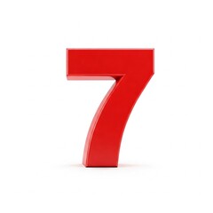 number seven on red background.