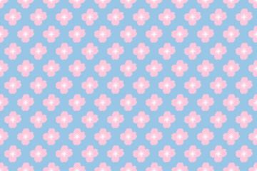 桜の花の背景、水色、パターン、シームレス、壁紙