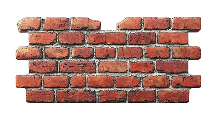 Obraz premium Red brick wall section, some missing bricks at top, isolated on black backdrop