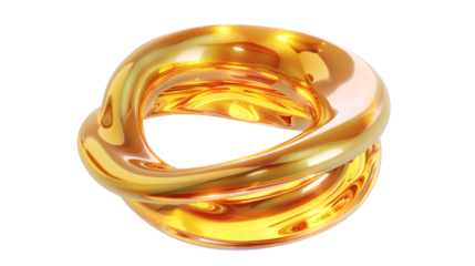Gold ring fluid holographic Iridescent 3D render icon isolated on white background