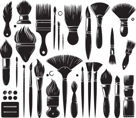 Set of pattern brushes for drawing with black silhouettes
