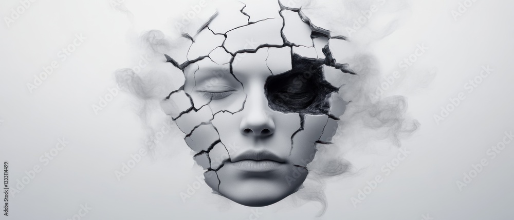 Aufkleber fragmented self a surreal representation of consciousness abstract art digital creation minimalist c