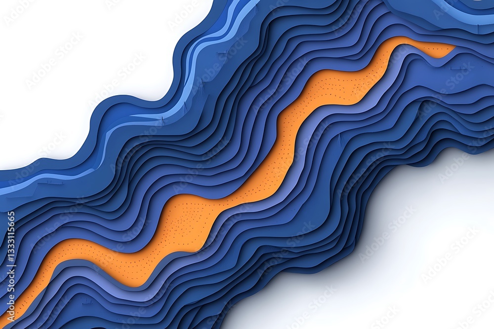 Aufkleber abstract topographic map illustration displaying layered contour lines and colors