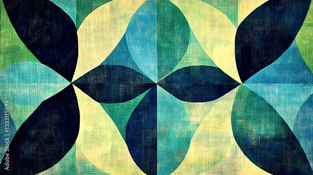 Poster abstract pattern of intersecting shapes with vibrant color gradients