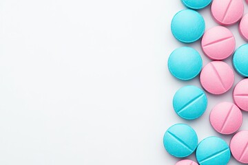 Colorful pills arranged on white background (1)