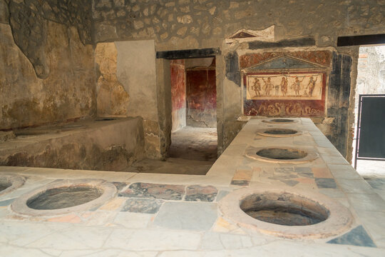 Well-Preserved Ancient Roman Thermopolium in Pompeii, Italy