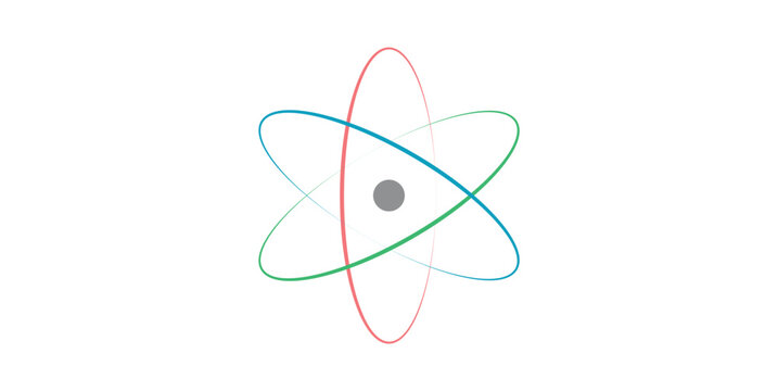 Atom icon chemistry. Atomic structure.