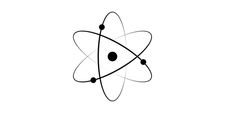 Atom icon chemistry. Atomic structure.