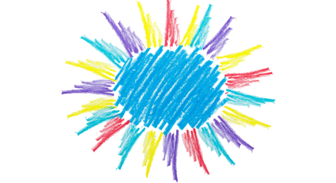 Sun Made Of Chalk Strokes isolated on transparent background, 