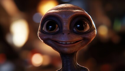 Adorable Alien Portrait: A Close-Up of a Smiling Extraterrestrial