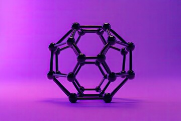 3D Model of Buckyball on Purple Background