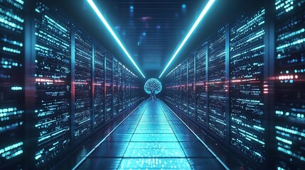 Fototapeta premium Ai driven synthetic brains storing analyzing vast amounts of data ultra HD futuristic artificial intelligence evolution