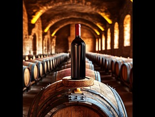 Red Wine Cellar Aging Barrel.