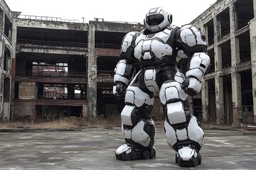 Naklejka premium Robot Guarding Ruins: Future Past.