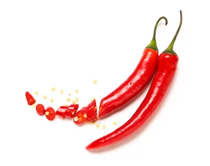 Fototapete Fresh chili pepper on white background. Top view © Pixel-Shot