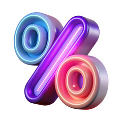 neon percent symbol on a white background