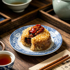 Traditional Chinese Sticky Rice with Chinese Sausage