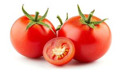 Fototapeta premium Ripe Tomatoes for Sliced, White Background.