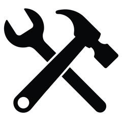 The Essence of Craftsmanship: Silhouette of a wrench and hammer crossed, symbolizing construction, repair, and precision.