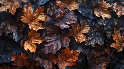 Obraz premium A carefully arranged pile of crumpled paper leaves, adding texture and dimension to the dark backdrop