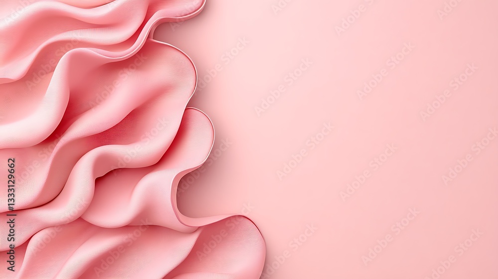 Poster elegant pink fabric is arranged creating beautiful flowing soft forms