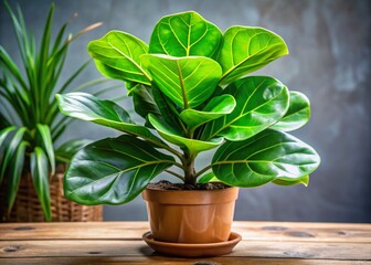 Obraz premium Vibrant Potted Fiddle Leaf Fig Plant - Indoor Plant Photography