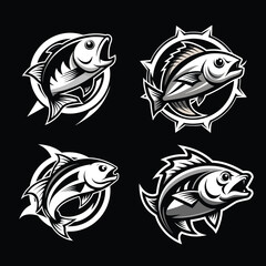Bold and Artistic Fish Emblems: Premium Vector Creations for Distinctive Designs