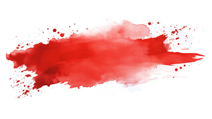 one single red watercolor aquarelle abstract splash stain isolated on white or transparent background	