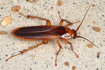 Close-up Image of a Brown Cockroach on a Textured Surface