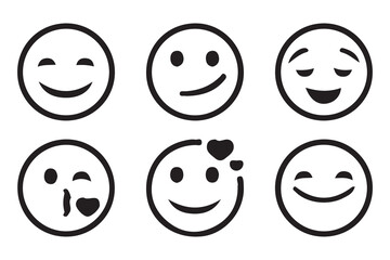 Round emoji vector icons set. Different type of  funny faces for different mood and emotions expression. Vector illustration EPS 10