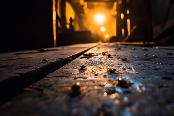 Cockroaches Crawling on Wet Wooden Floor in Dim Light Environment