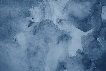 Dusty grey blue white abstract water watercolor. Art background for design. Daub blot spatter...