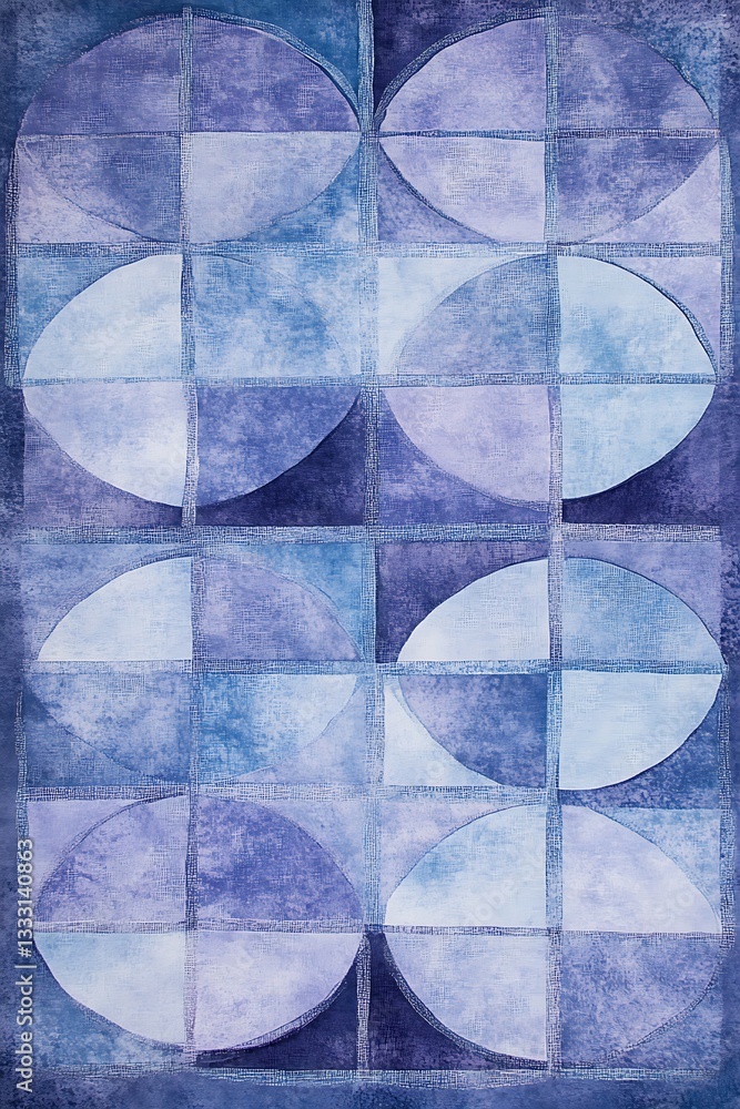 Poster a mesmerizing holographic backdrop featuring circles on a lavender blue gradient background with sea