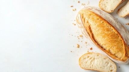 Artisan Sourdough Bread Slices on White Background